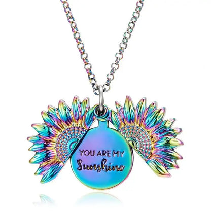 Sunflower Pendant Double-Layer Open Necklace