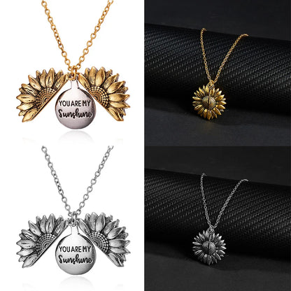 Sunflower Pendant Double-Layer Open Necklace