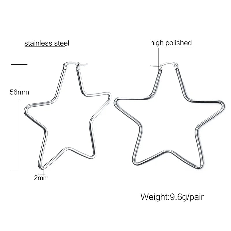 Large Star Hoop Earrings