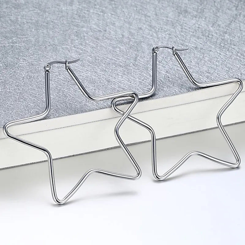 Large Star Hoop Earrings